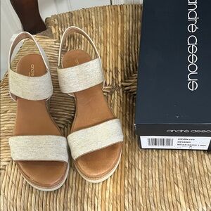 Andre Assous Beige and Tan Women's Sandals